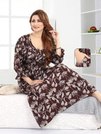 Brown Botanical Print Nighty